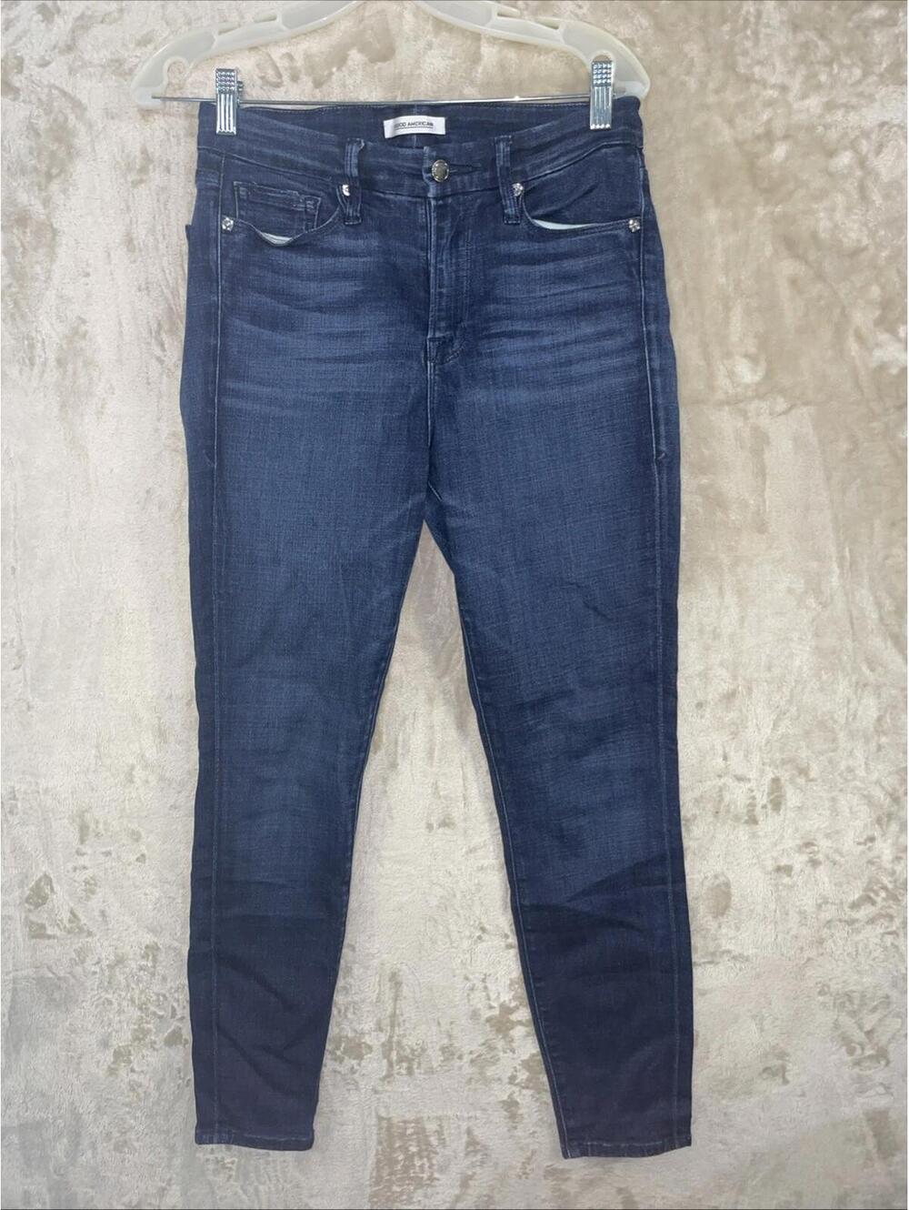 Good American Good Waist Skinny Jeans Womens Size 4 Blue Denim Stretch Pockets